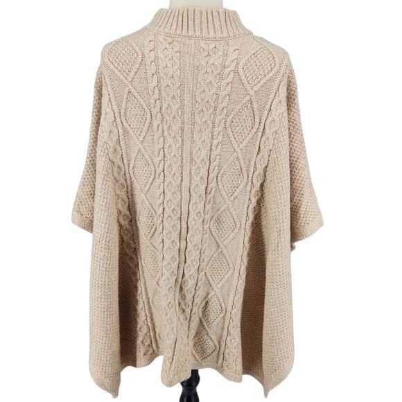 Cupcakes and Cashmere Poncho – Cable Knit with Zipper Front High Collar M / L - Picture 6 of 8